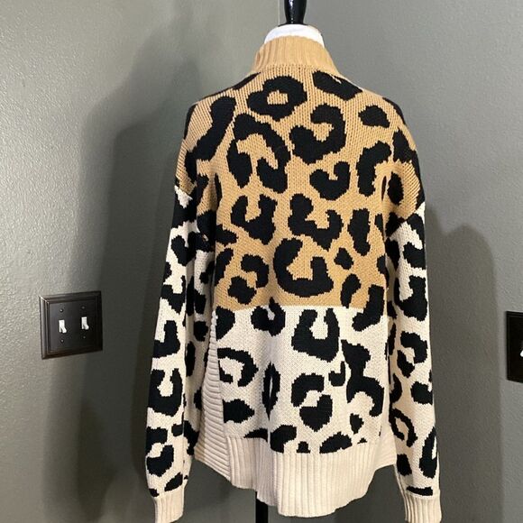 Nine West leopard Print Knit Sweater Tunic Turtleneck - Picture 7 of 14